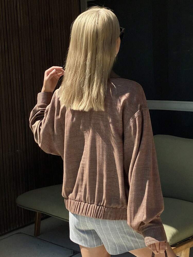 Patchwork Pattern Embroidered Beaded Decor Loose Long Sleeve Casual Vintage Style Lightweight Jacket For Women, Spring/Summer