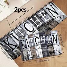 1 pieza Alfombra de cocina premium impresa/alfombra para estar de pie, absorbente, antideslizante, duradera y resistente a las manchas. Adecuada para entradas de baño, alfombras de cocina y comedor, decoración de alfombras para sala de estar y dormitorio - Gris Claro - Ver 5