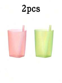 Bộ cốc nhựa có ống hút tích hợp, dung tích 11,84oz (khoảng 350ml), cốc uống nước trái cây ngoài trời mùa hè dành cho học sinh - Nhiều màu sắc - Nhiều màu - Xem 17