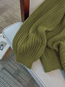 GlowEve CURVE Plus Size Women V-Neck Casual Versatile Long Sleeve Sweater, Suitable For Autumn/Winter Daily Wear - Olive Green - View 5