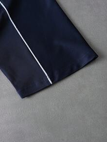 PAVTROS 男士短袖T恤，复古美式风格，街头时尚，撞色设计，运动学院风，宽松版型 - 彩色 - 查看 6