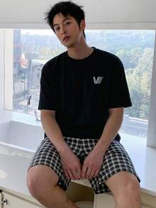 DAZY 男士字母印花短袖T恤短裤睡衣套装，夏季 - 彩色 - 查看 3