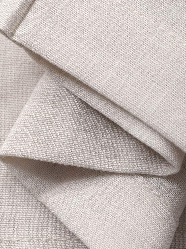 Tween Girl Solid Color Single-Breasted Pleated Long Camisole Shirt Top And Wide Leg Pants Casual Daily Outfit