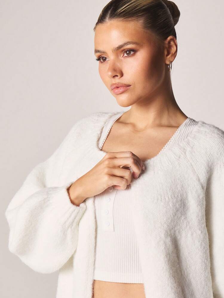 MISSGUIDED Cardigan ample et moelleux à l'avant ouvert, manches longues, tricot douillet, élément essentiel pour les couches en automne et hiver, décontracté, coupe ample, doux et moelleux