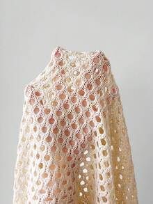 GlowEve Hollow V-Neck Tie Loose Fashion Versatile Sexy Women Cardigan - Apricot - View 5