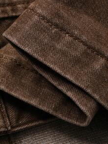 DAZY Women's Lapel Loose Bohemian Floral Pattern Urban Casual Denim Jacket And Coat - Brown - View 8