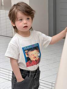 DAZY Toddler Boys' Cartoon Print Casual Round Neck Short Sleeve Top - White - View 5