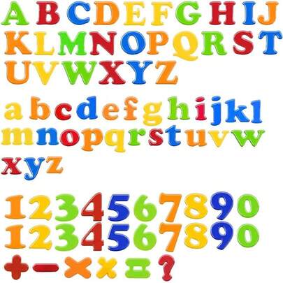 MINKOJA Set Of 78 Magnetic Letters And Numbers, Including The Alphabet And Digits, Designed For Educational Purposes. Ideal For Preschoolers To Learn Spelling, Counting, And Math Symbols, Featuring Both Uppercase And Lowercase Letters,Easter,Easter Gift,Childen's Day,Fidget Toys,Kids Toys,Kids Magnetic Letters & Numbers