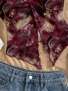 Soleia Áo quây nữ kiểu dáng thường ngày, áo kiểu đi nghỉ mát, áo mùa hè, màu đỏ Angola, họa tiết Paisley. - Nhiều màu - Xem 3