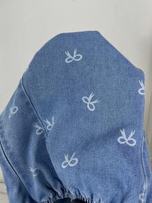 SHEIN Thời trang thiếu nữ tuổi teen: Phong cách thường ngày Y2K, vintage, cá tính, đường phố, trở lại trường học, đại học, cơ bản, đơn giản và thoải mái. Váy ngắn denim xanh cổ yếm màu trắng nơ, quần áo trẻ em, mềm mại, mặc hàng ngày và mùa đông thu, trang phục dự tiệc, lễ hội và mặc ở nhà, thời trang đường phố, quần áo đi học. - Rửa nhẹ - Xem 5