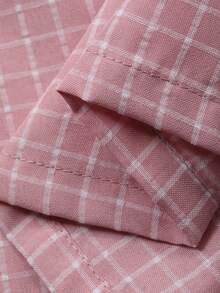 DAZY Young Girl Comfortable Plaid & Letter Print Short Sleeve Shirt And Pants Pajama Set, Summer - Pink - View 8