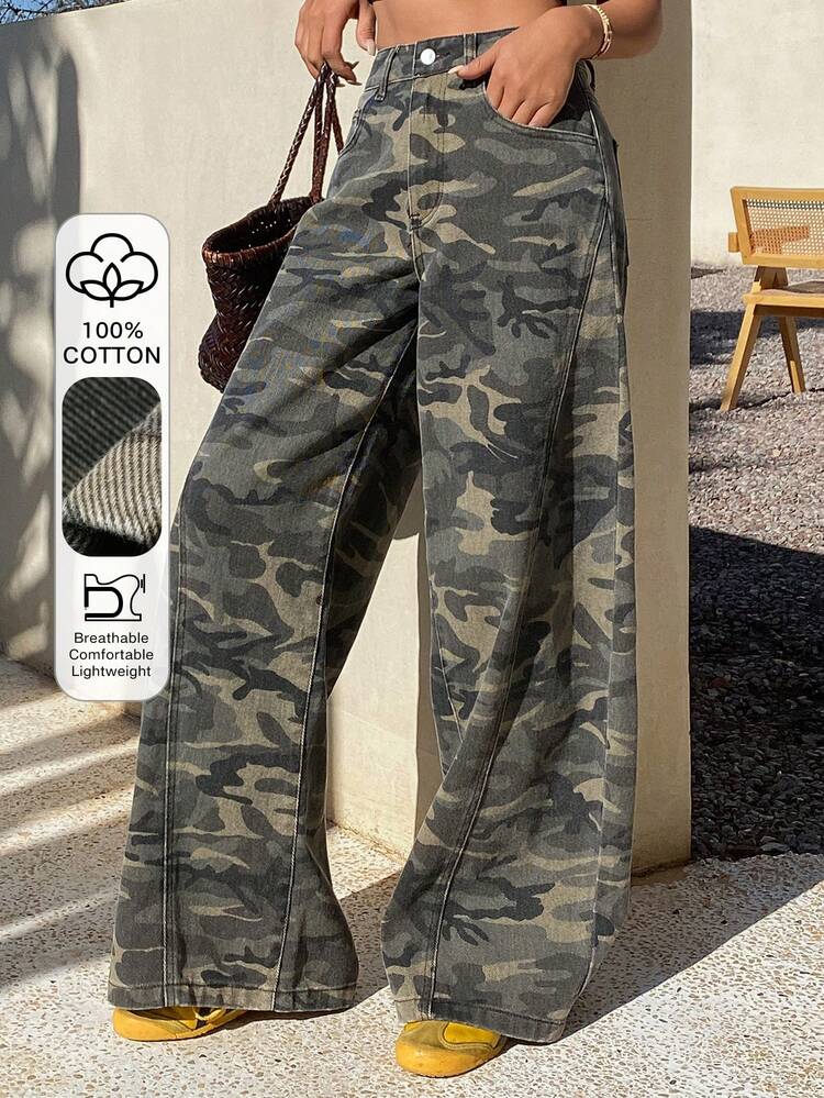 Women's Low-Waist Camouflage Casual Jeans Y2k