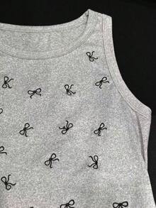 Franclia Áo không tay cỡ lớn kiểu dáng thường ngày với nơ trang trí. - Xám - Xem 4