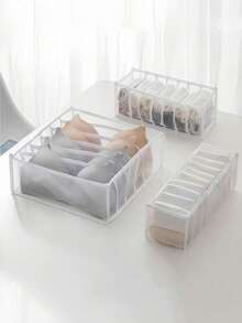 White Mesh Underwear Organizer Drawer Divider Multifunctional Closet Storage Box See Through Design Foldable Space Saving Solution - White - View 12