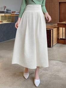 DAZY 女士纯色喇叭裙，度假款 - 白色 - 查看 3