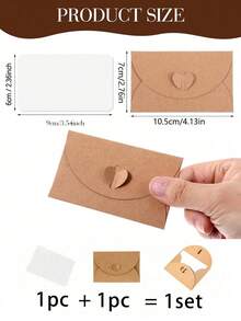 1/10/20/40/50PCS Mini Envelope & Blank Note Card Set - Kraft Paper Invitation Envelopes For Gift Cards, Wedding, Thank You Notes & Mailing - Multicolor - View 9