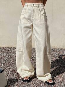 Livesso 女士休闲街头风宽松百搭牛仔裤