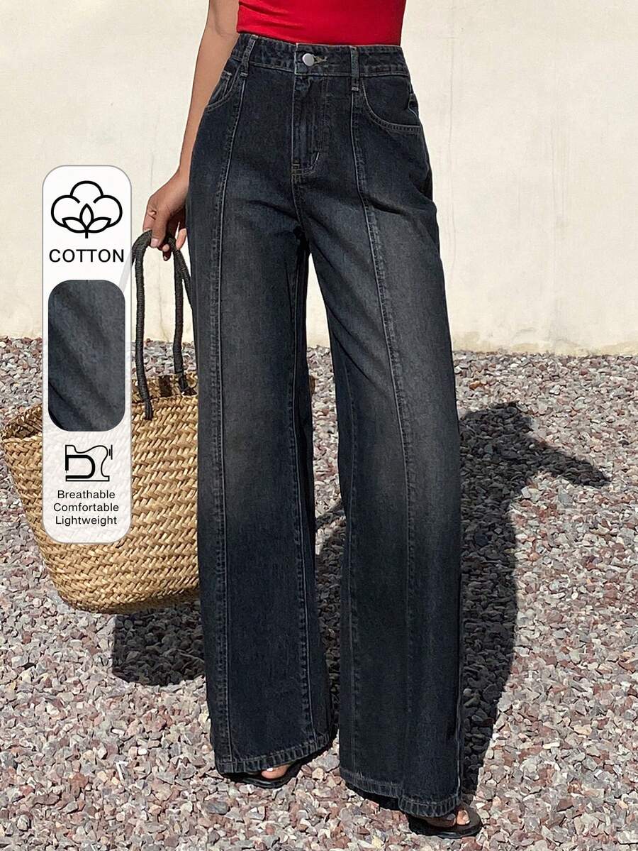 Livesso Women's Distressed High Neck Casual Jeans