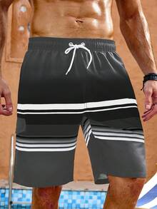 Zalmeno Quần short đi biển nam kiểu ombre có dây rút - Màu xám đen - Xem 3