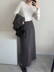 FRIFUL Women's Suit Vest & Skirt 2 Pieces Set - Grey - View 7