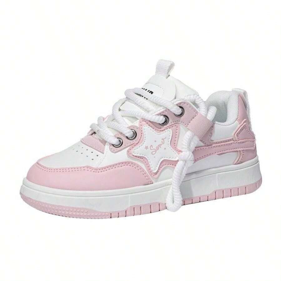 Tenis Casual para Mujer con Plataforma y Diseño Urbano en Colores Combinados - ROSA - Ver 1