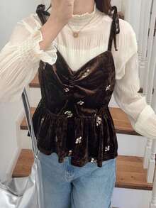 FRIFUL Women's Minimalist Print Camisole - Black - View 1