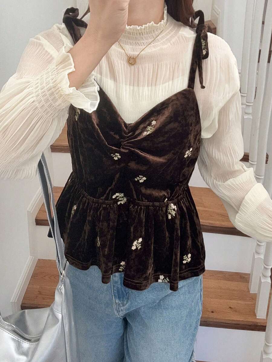 FRIFUL Women's Minimalist Print Camisole - Black - View 1