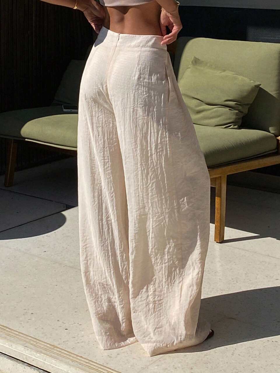 Women's Loose Wide Leg Pants, Elegant Girlisim Vacation Wear, Spring/Autumn Golf Pastal