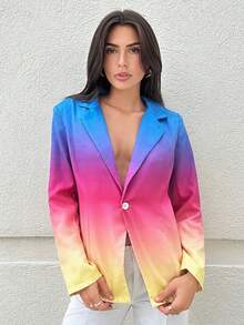 SHEIN Privé 漸層單釦西裝外套 - 彩色 - 查看 6