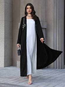 Yasmyna Women's Long Sleeve Rhinestone Embellished Abaya, Suitable For Spring And Autumn - Black - View 5