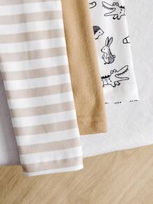 SHEIN Playful Pals Baby Boy Cartoon Animal Print Long Sleeve Romper, Casual For Spring/Autumn - Multicolor - View 3