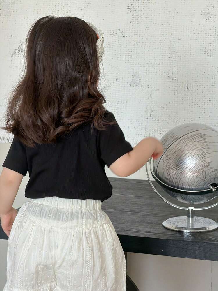 Baby Girl Korean Style Frill Trim Short Sleeve Top