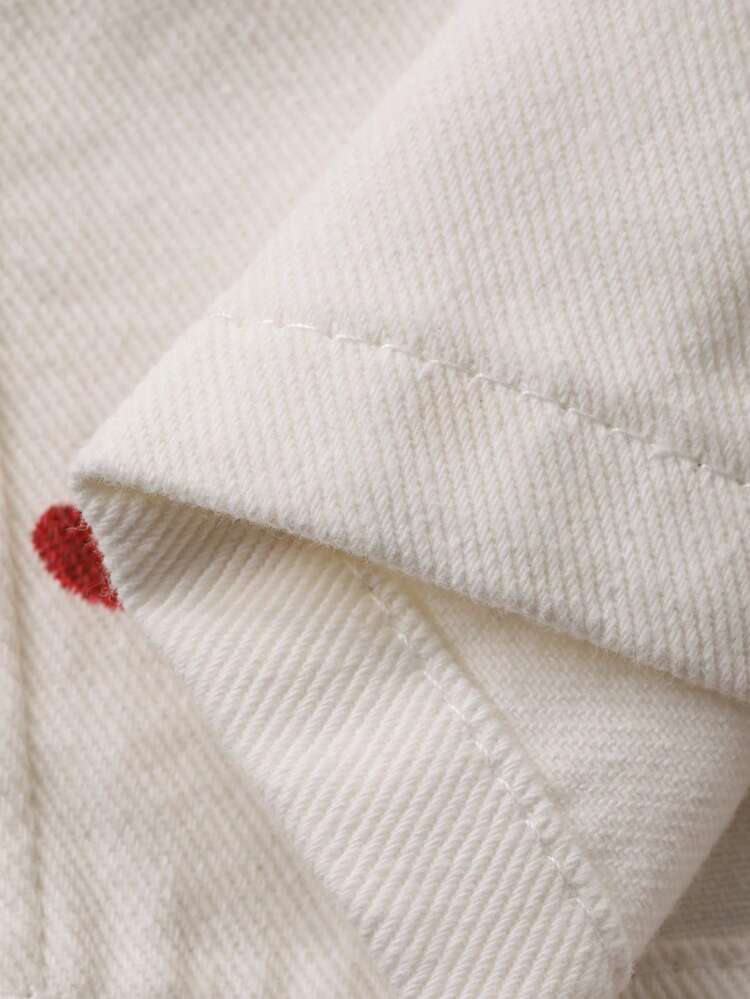 Infant/Toddler Girls' Heart Print Denim Bib Jumpsuit, Korean Style