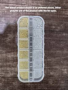 1套磁性美甲笔和12格金属珠，金色银色迷你鱼子酱美甲饰品，磁性凝胶指甲油工具，适用于猫眼宝石美甲DIY，美甲装饰，美甲师沙龙派对日常使用美甲工具套装，美甲配件 - 彩色 - 查看 5