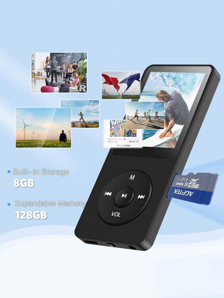 Teckwe 無線 MP4/MP3 無損音樂播放器 FM 收音機錄音機 運動款 - 黑色 - 查看 1
