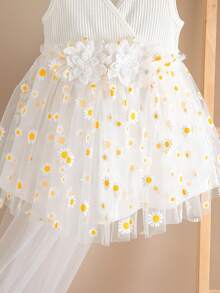 SHEIN Đầm không tay bằng vải lưới hoa trắng dễ thương và thanh lịch cho bé gái - Nhiều màu - Xem 10
