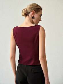 MOTF PREMIUM STYLISH TIE-UP BEADED RUCHED SLEEVELESS SLIM FIT TANK TOP - Violet Purple - View 3