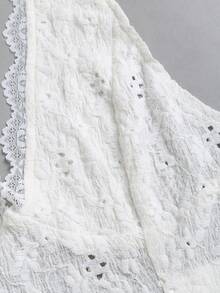 Sweetra Sexy Sleeveless Spaghetti Strap Knit Jacquard Contrast Lace + Ruffle Hem Mini Skirt Two Pieces Set, Bohemian Style For Summer Vacation - Pink - View 7