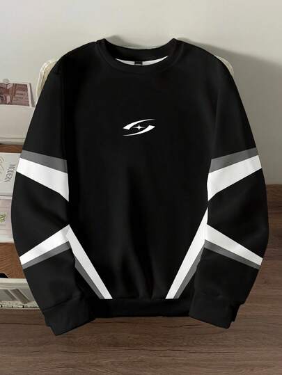 StoneGrade 时尚撞色印花宽松套头卫衣，约会、派对必备单品，送给男朋友的理想礼物