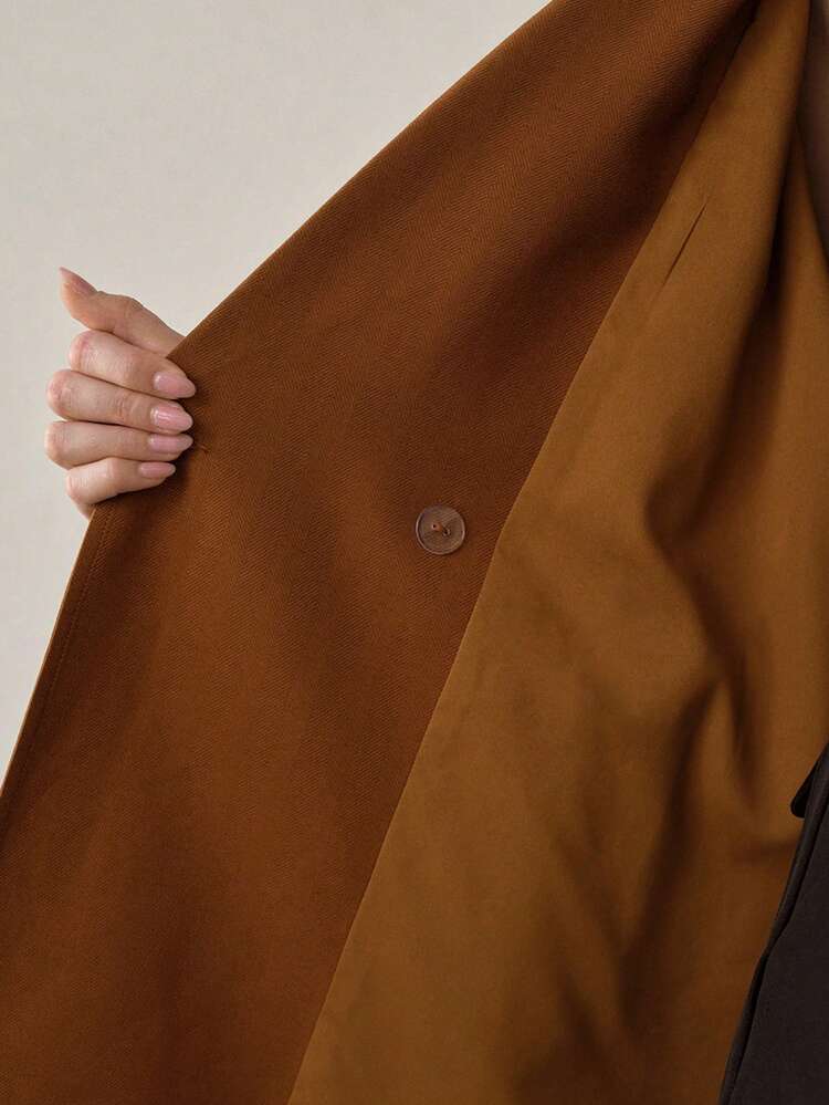 WOMEN'S CHIC LAPEL COLLAR CINCHED WAIST JACKET SHORT BELTED WINDBREAKER JACKET