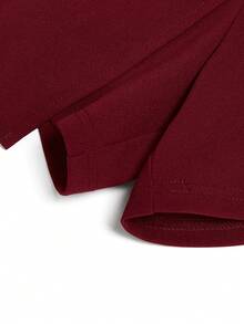 Sweetra Plus Size Women Metal Decor Asymmetric Hem Fashion Skorts - Burgundy - View 4