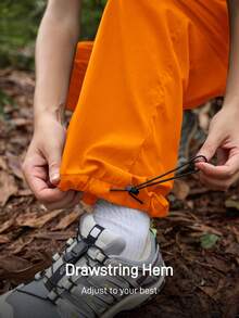 In My Nature Women's Letter Print Pocketed Drawstring Waist Loose Outdoor Pants - Burnt Orange - View 3