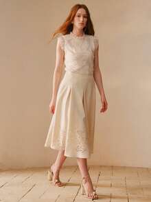 MOTF PREMIUM FASHIONABLE NEW KOREAN STYLE PATCHWORK ASYMMETRICAL TEXTURED DESIGN LOOSE WOMEN TOP - Apricot - View 5