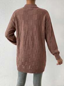 Cárdigan de punto para mujer con botones delanteros, cuello y bolsillos, Suéteres de mujer - Camel - Ver 2