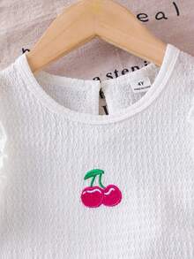 Genkimix Kids Young Girl (Small) Knitted Jacquard Ivory Ruffle Trim Camisole Top & Purple Ruffle Trim Shorts Set, Cute & Adorable Baby Summer Outfit - Purple - View 4