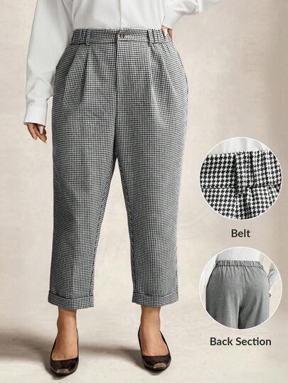 Zelara Plus Size Women Thanksgiving For Women High Fall And Winter Pants Plaid Pattern Waist Plicated Detail New Year Women's Pants Holiday Party Christmas For Women Festival Pants Fall And Winter Pants Plaid Pattern Waist Plicated Detail Pants Holiday Party Festival Women Pants High-Waisted Checkered Women's Autumn And Winter Pants Gingham Pants Checkered Pants Elastic Waist Pants Casual Casual Casual Pants For Women Cropped Pants Women's Pants Women's Cropped Pants Women's Pants