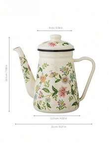 1pc Enamel Water Bottle, Painted Flower Bottle, 1.2-Liter Large-Capacity Water Bottle, Coffee Pot, Narrow-Mouthed Oil Pot, Boiling Pot, Household Boiling Pot, Teapot, - Enamel Teapot - View 9