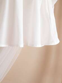 SHEIN Robe courte à manches courtes, blanche, élégante et mignonne, avec broderie florale en maille - Multicolore - Voir 10