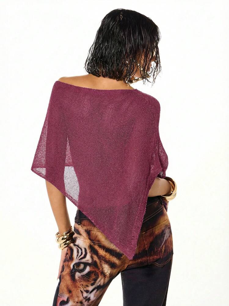 SUMWON WOMEN Sequined Asymmetric Shawl Knit Top