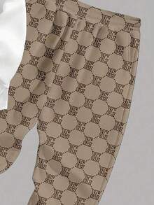 Manfinity Hypemode Men's Casual Contrast Letter Graphic Sweatshirt And Sweatpants Set, Fall Clothes, Cozy Outfits - White - View 4